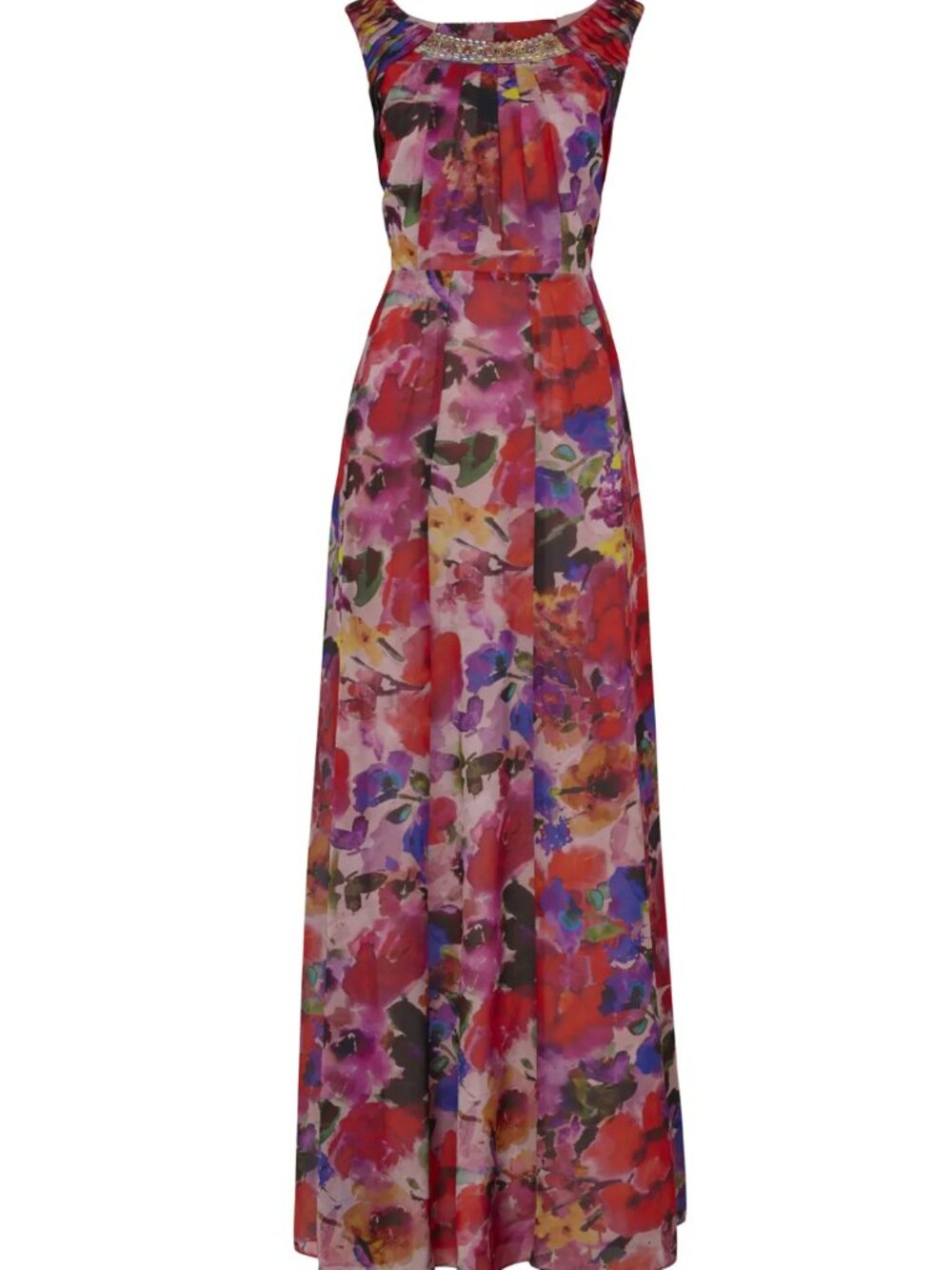 Vintage Monsoon US6 Women’s Maxi DressRomantic Boho watercolor poppy pleated dre